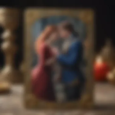 The Lovers Card: A Symbol of Romance An ornate tarot card depicting the Lovers, representing romantic connections
