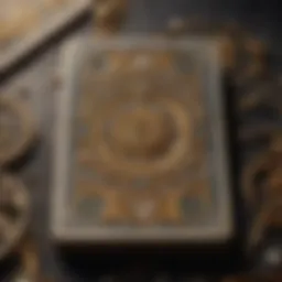 A close-up of tarot cards with intricate designs and rich symbolism.