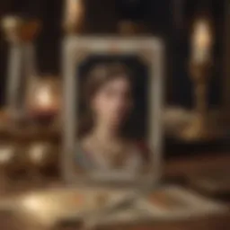 A historical depiction of tarot cards in an antique setting