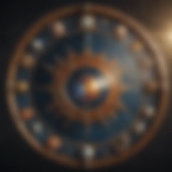 Celestial chart depicting astrological signs and their positions