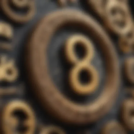 Abstract representation of numerology calculations with symbols and numbers