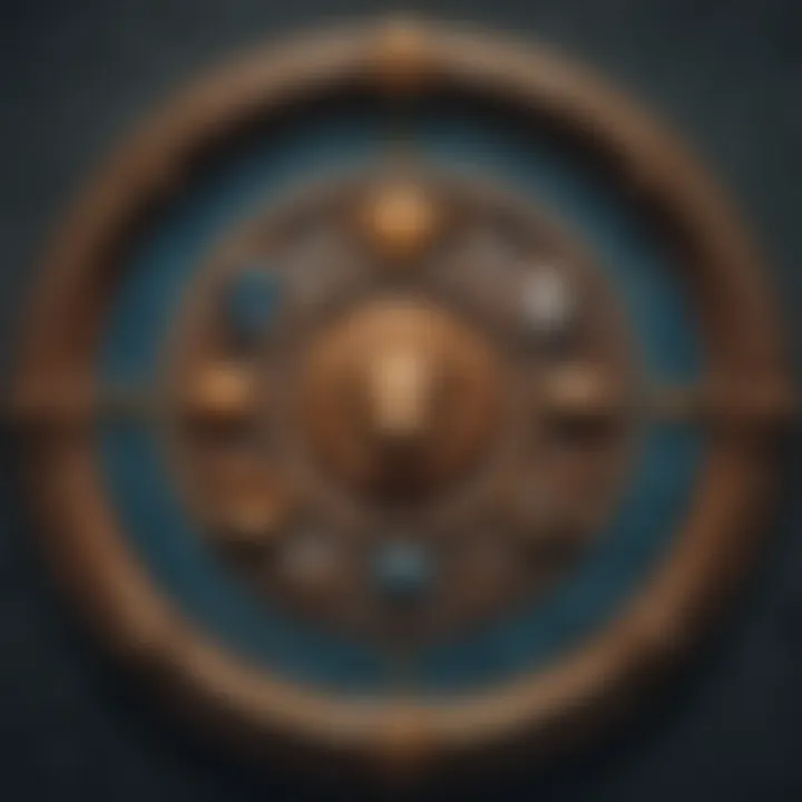 A close-up view of zodiac signs represented by unique symbols and colors