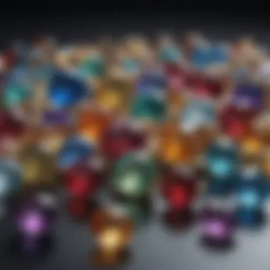 Birthstones Organized by Month A vibrant collection of semi-precious birthstones arranged by month.