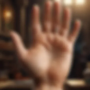Advanced Techniques in Palmistry Artistic representation of advanced palmistry techniques for analyzing the life line
