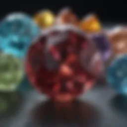 Close-up of various gemstones showcasing their unique colors and textures.