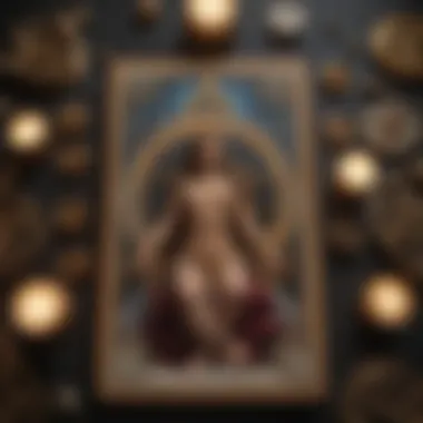 Intricate Eva Tarot Card Spread An intricate tarot card spread displaying the Eva Tarot deck with mystical symbols.