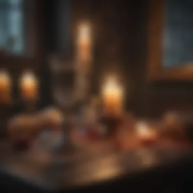 Serene Environment for Tarot Reading A serene setting featuring candles and crystals, enhancing the ambiance for tarot reading.
