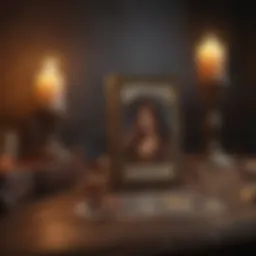 Tarot cards spread on a table with a candle