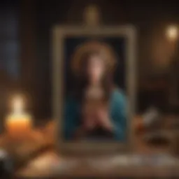 A tarot card spread featuring Christian symbols and imagery
