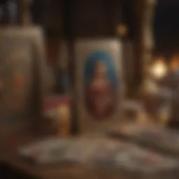 Intricate tarot card spread symbolizing relationship dynamics