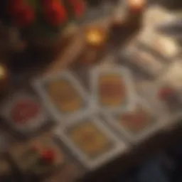 Tarot cards spread out on a table, symbolizing love insights