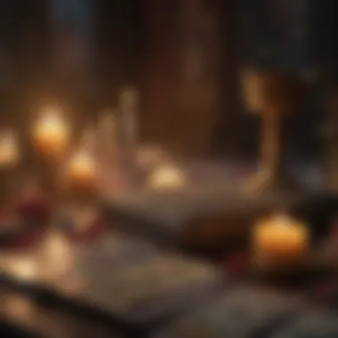 Mystical Tarot Setting A mystical setting featuring candles and crystals next to tarot cards