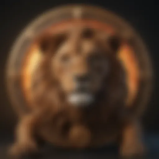 A vibrant Leo symbol intertwined with zodiac signs