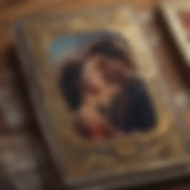 The Lovers Card Close-Up A close-up of a tarot card depicting the Lovers card.