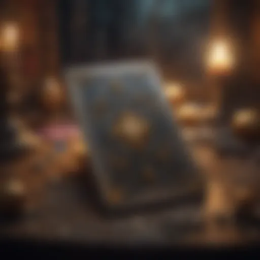 A mystical tarot card spread with a glowing ambiance