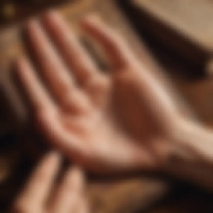 A close-up of a palmistry book open to a detailed page on techniques.