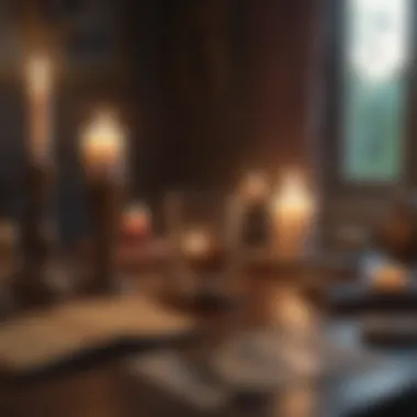 Intuitive reading space with candles and tarot deck