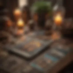 Mystical tarot cards spread across a table
