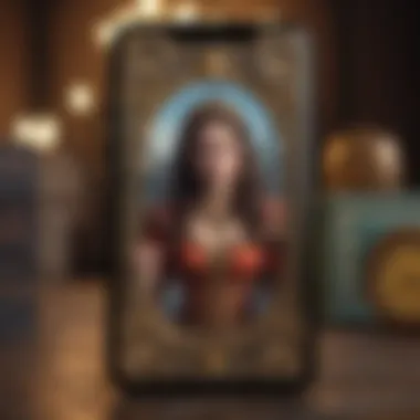 Digital Tarot Card Spread Digital tarot card spread displayed on a smartphone screen