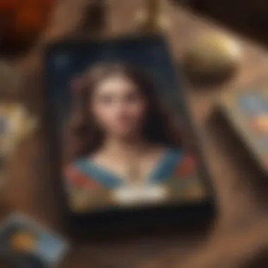 Intuitive User Interface of Tarot App An engaging user interface of a tarot game app, highlighting features and functionalities designed for intuitive navigation.