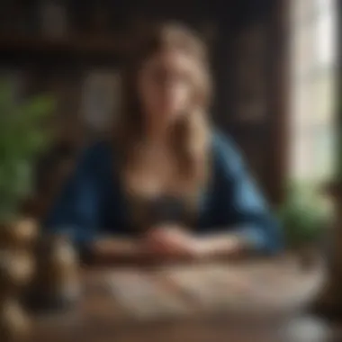 Introspective Tarot Reading for Libras A serene Tarot reading session reflecting Libra's introspective nature and decision-making.