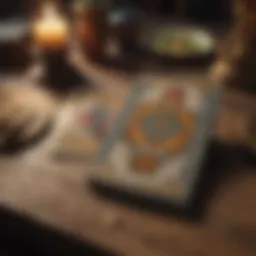 Ancient tarot deck displayed on a wooden table