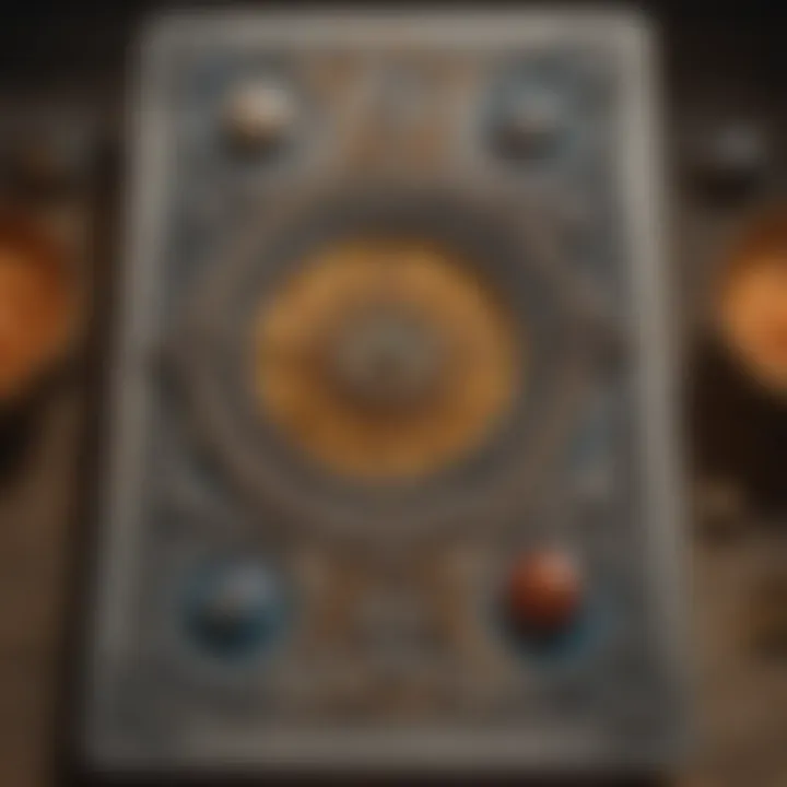 A close-up of a tarot card revealing its detailed artwork.