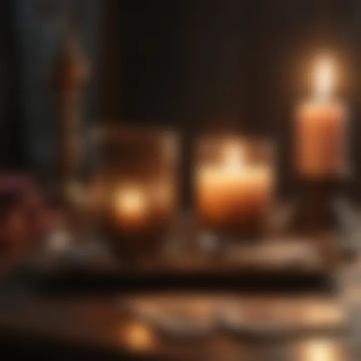 A serene setting featuring a candle and tarot cards for a reading.