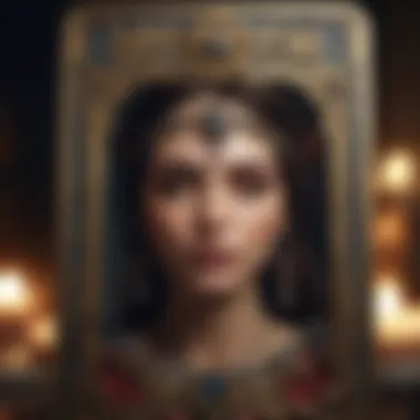 Symbolism of Conflict in Tarot Close-up of a specific tarot card symbolizing conflict