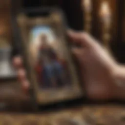 A user engaging with a tarot app on a mobile device, showcasing the modern integration of tarot in digital spaces.