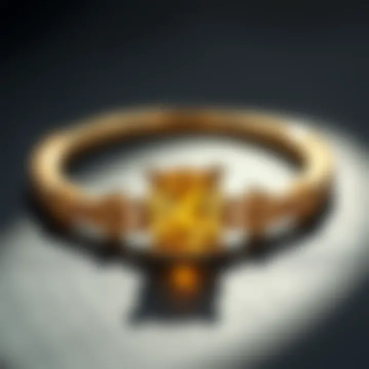 An elegant piece of jewelry featuring a 6 carat yellow sapphire.