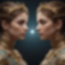 Symbolic representation of the Gemini zodiac sign showcasing its duality.