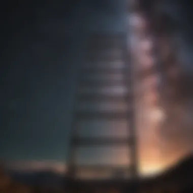 A visual metaphor of a ladder reaching into the cosmos, symbolizing growth