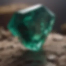Close-up of a natural emerald stone showcasing its rich green color and clarity.