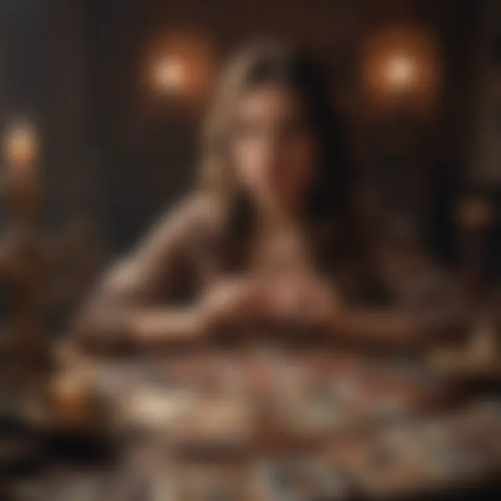 A digital device showcasing a tarot reading session with vibrant cards