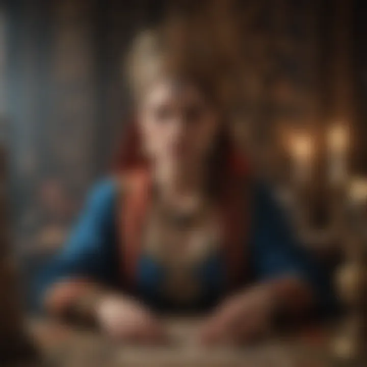 Historical context of tarot featuring ancient symbols and the High Priestess archetype