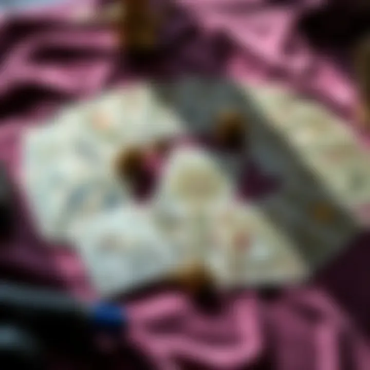 Mystical tarot cards spread on a velvet cloth