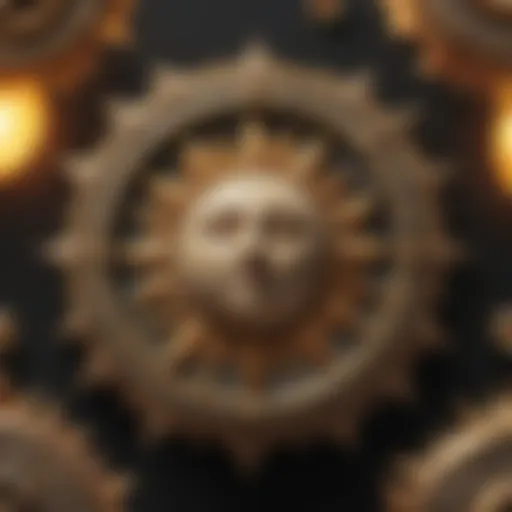 Astrological symbols representing sun, moon, and rising signs