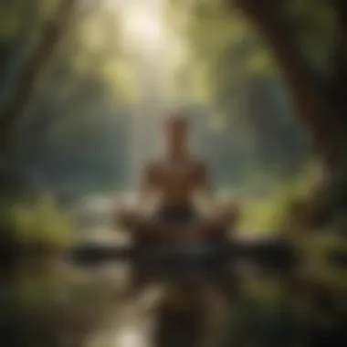 A person meditating in a peaceful natural environment