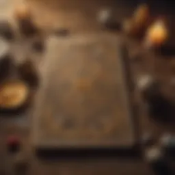 A serene tarot card spread on a wooden table, with mystical symbols