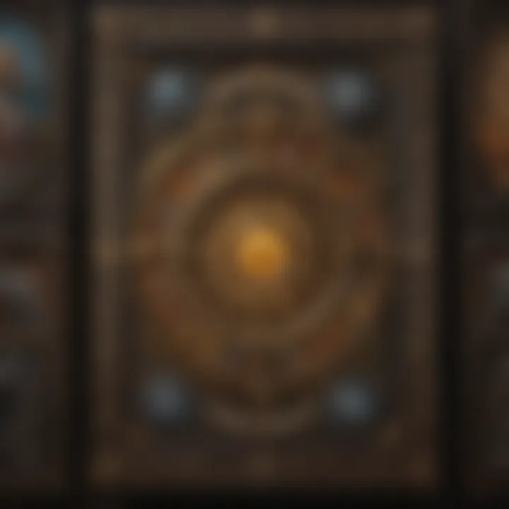 An abstract representation of guidance and introspection symbolized through tarot motifs.