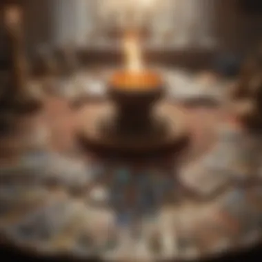 Meditation with Tarot for Deep Understanding An individual meditating with tarot cards laid out in front.