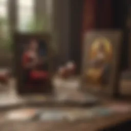 A tarot card spread depicting relationship dynamics