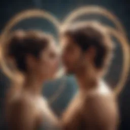 Illustration depicting the spiritual connection between twin flames, represented by intertwining light paths.