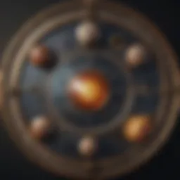 Astrological chart featuring zodiac signs and celestial bodies