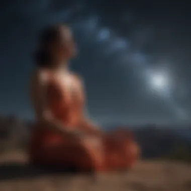 Person meditating under a starry sky