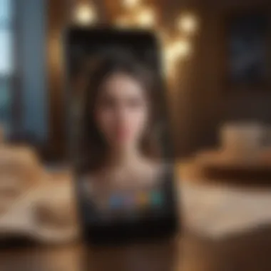 Soulmate Dating App Interface A smartphone displaying a soulmate dating app interface.
