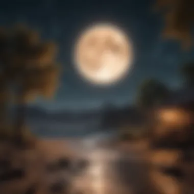 Celestial Event Under a Full Moon Celestial event showcasing a full moon illuminating the night sky