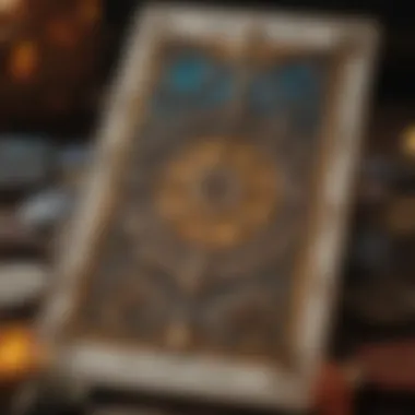 A close-up of a tarot card revealing intricate details