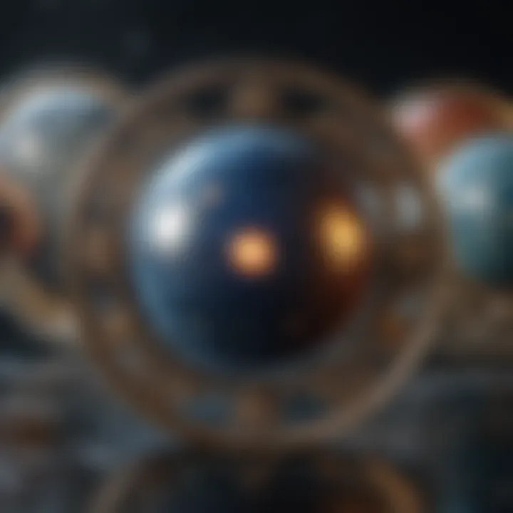 Celestial bodies representing zodiac elements